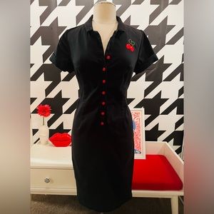 Fitted black collectif retro pinup button-up dress